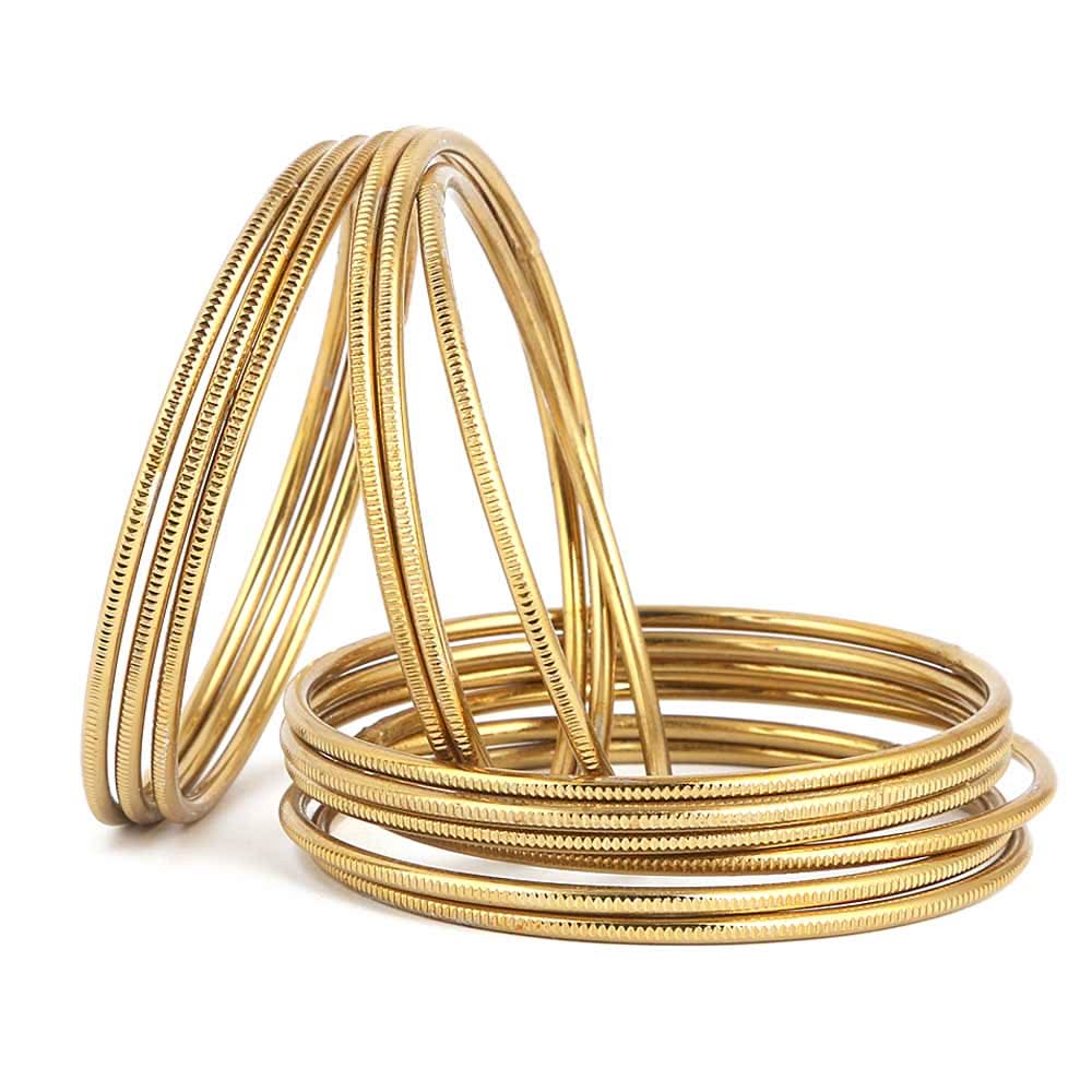 Girl's Bangles 12 Pcs - Golden - test-store-for-chase-value