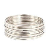 Women's Bangles 12 Pcs - Silver - test-store-for-chase-value