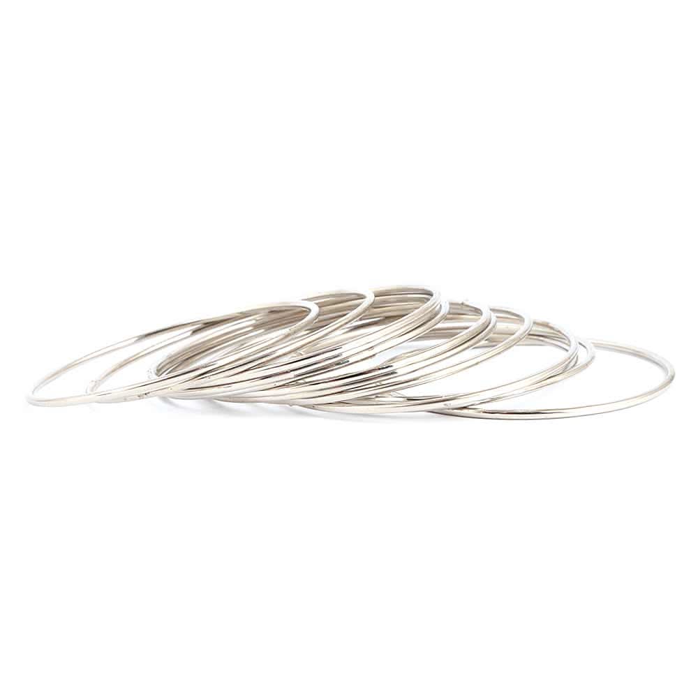Women's Bangles 12 Pcs - Silver - test-store-for-chase-value