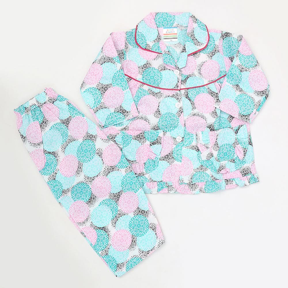Girls Full Sleeves Night Suit - Cyan, Kids, Girls Sets And Suits, Chase Value, Chase Value
