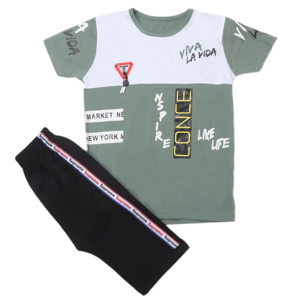 Boys Half Sleeves Short Suits - Green, Kids, Boys Sets And Suits, Chase Value, Chase Value