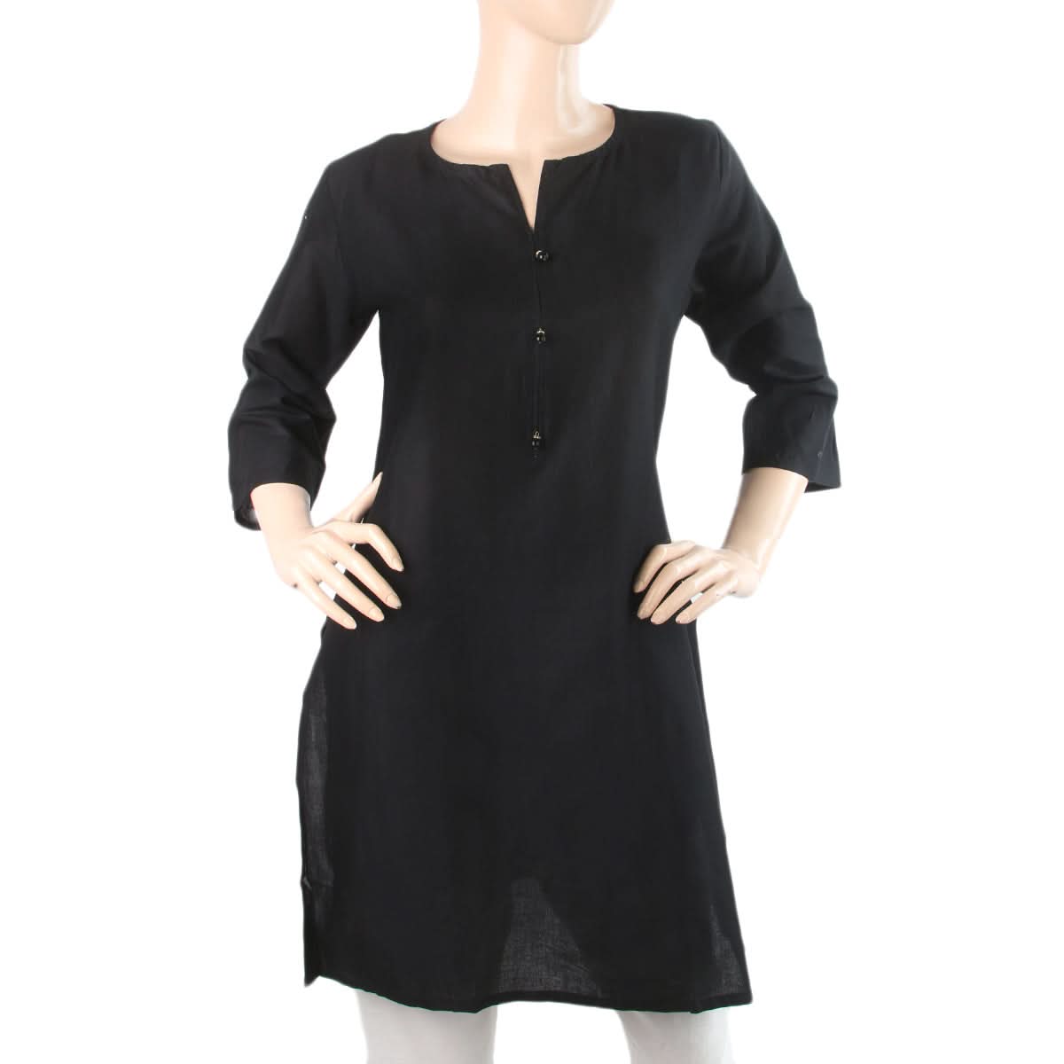 Women's Basic Plain Kurti - Black, Women, Ready Kurtis, Chase Value, Chase Value