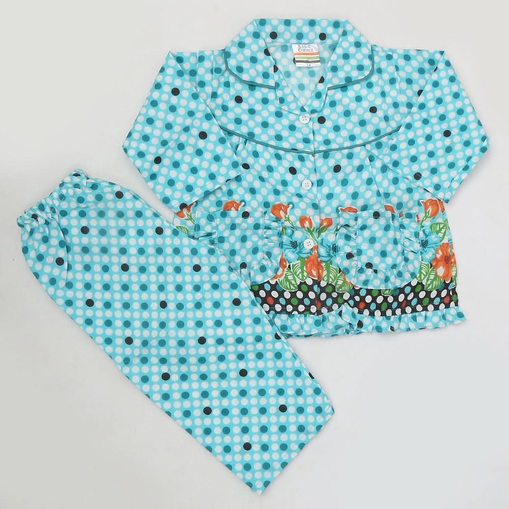 Girls Full Sleeves Night Suit - Sea Green, Kids, Girls Sets And Suits, Chase Value, Chase Value