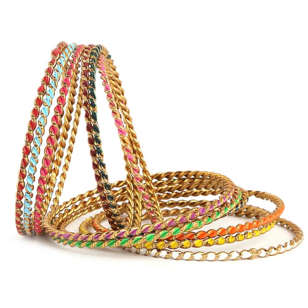 Girl's Fancy Bangles 12 Pcs - Multi - test-store-for-chase-value