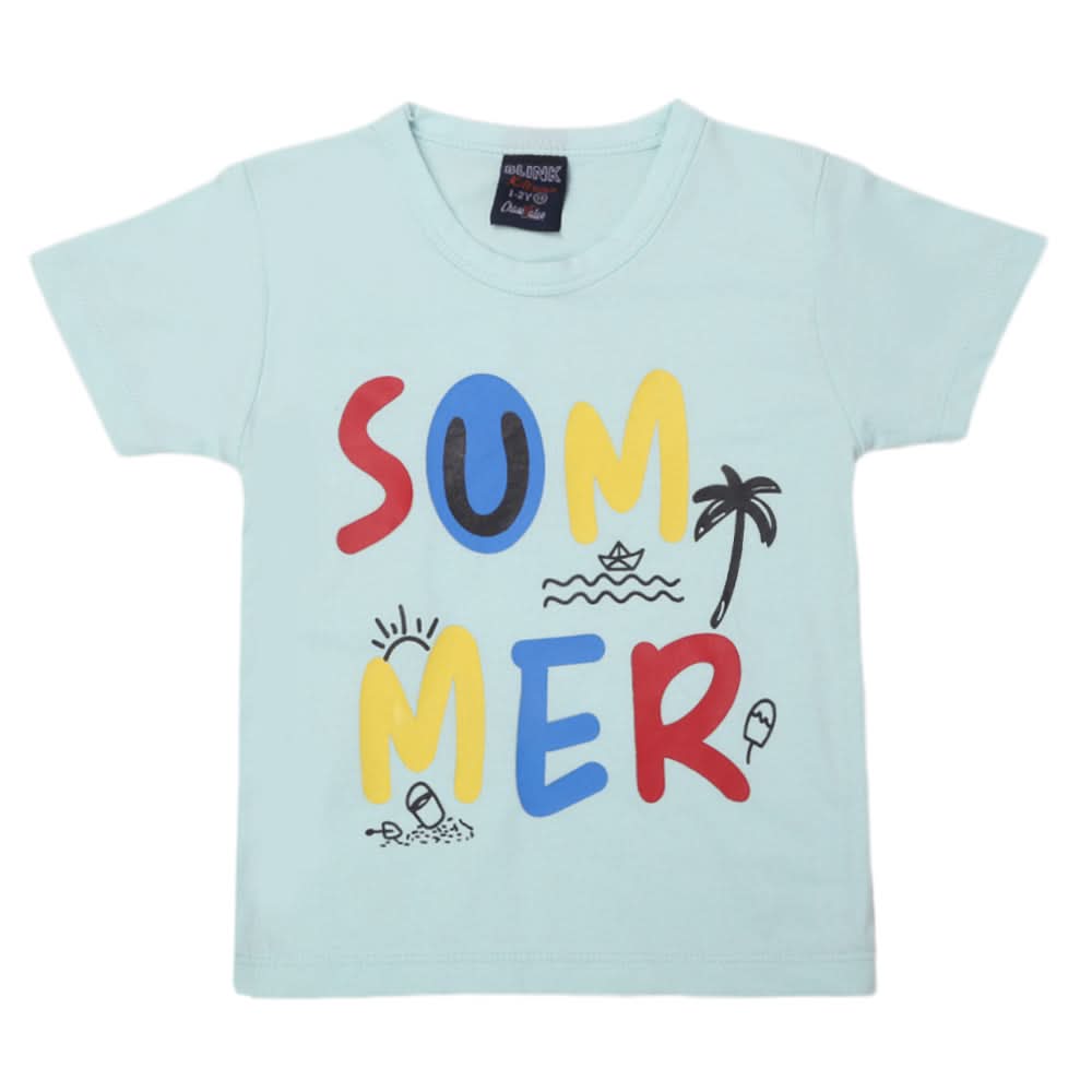 Boys Half Sleeves T-Shirt - Cyan, Kids, Boys T-Shirts, Chase Value, Chase Value