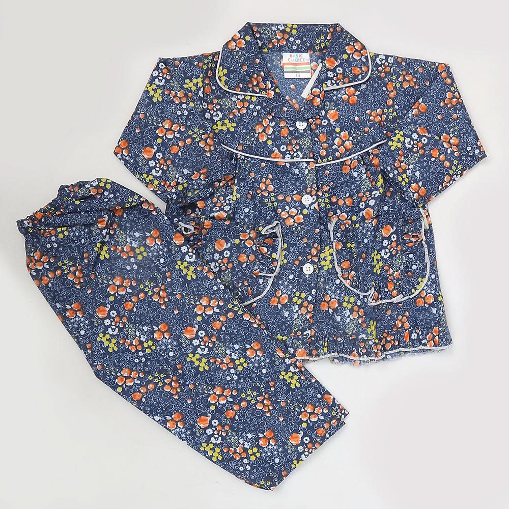 Girls Full Sleeves Night Suit - Navy Blue, Kids, Girls Sets And Suits, Chase Value, Chase Value