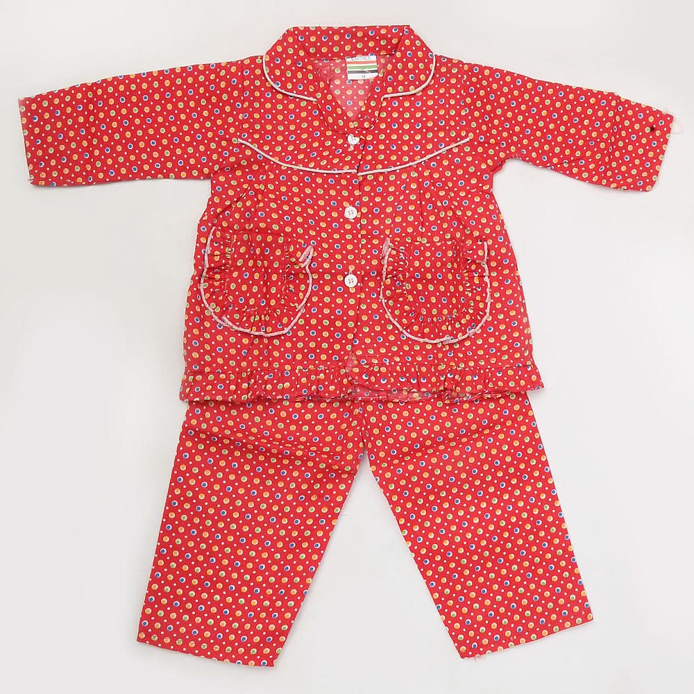 Girls Full Sleeves Night Suit - Red, Kids, Girls Sets And Suits, Chase Value, Chase Value