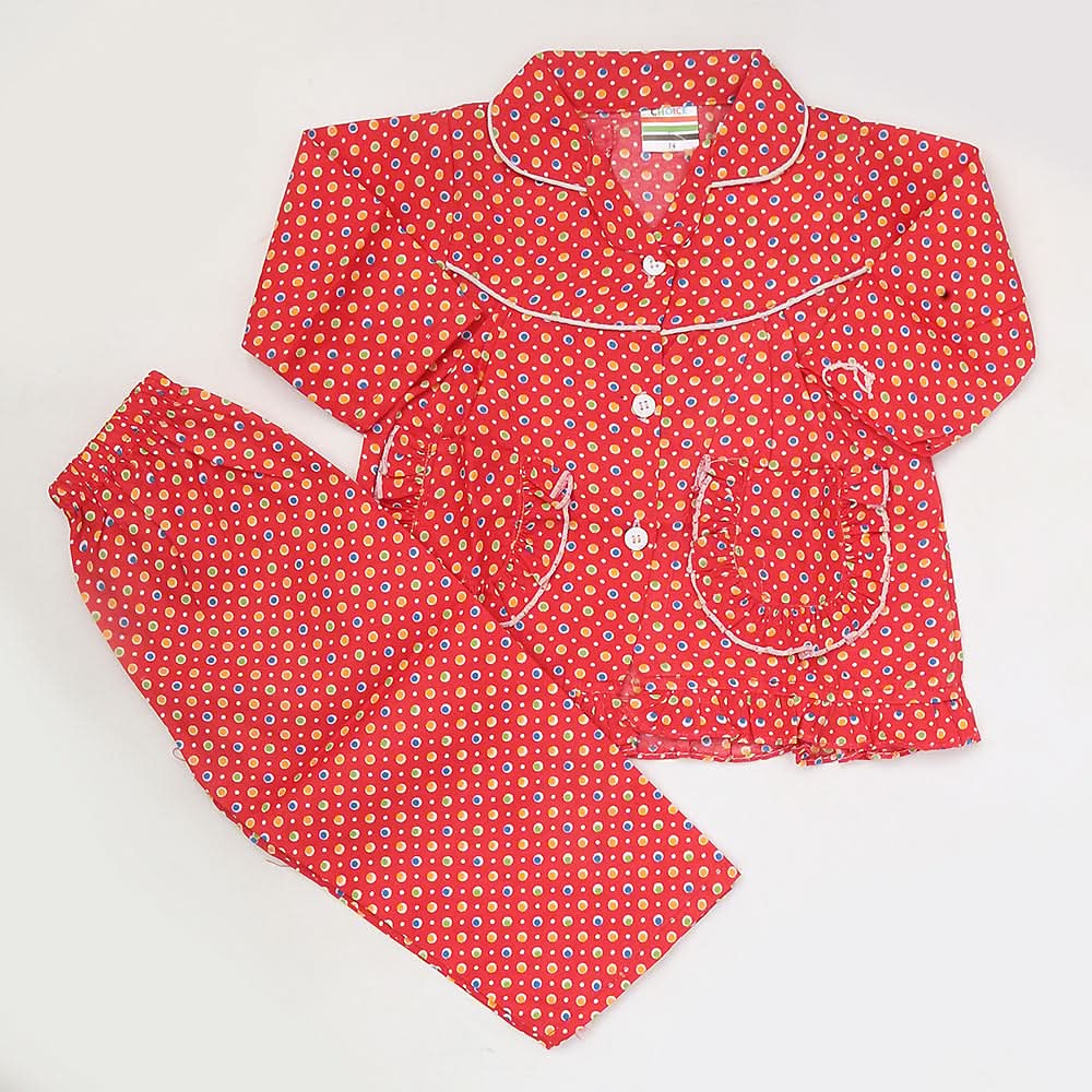 Girls Full Sleeves Night Suit - Red, Kids, Girls Sets And Suits, Chase Value, Chase Value