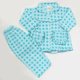 Girls Full Sleeves Night Suit - Cyan, Kids, Girls Sets And Suits, Chase Value, Chase Value