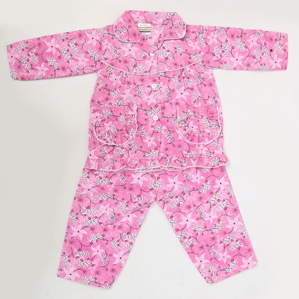 Girls Full Sleeves Night Suit - Pink, Kids, Girls Sets And Suits, Chase Value, Chase Value