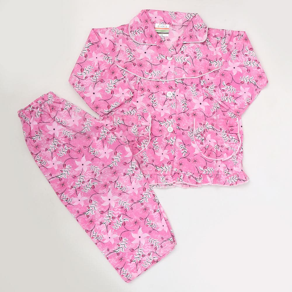 Girls Full Sleeves Night Suit - Pink, Kids, Girls Sets And Suits, Chase Value, Chase Value