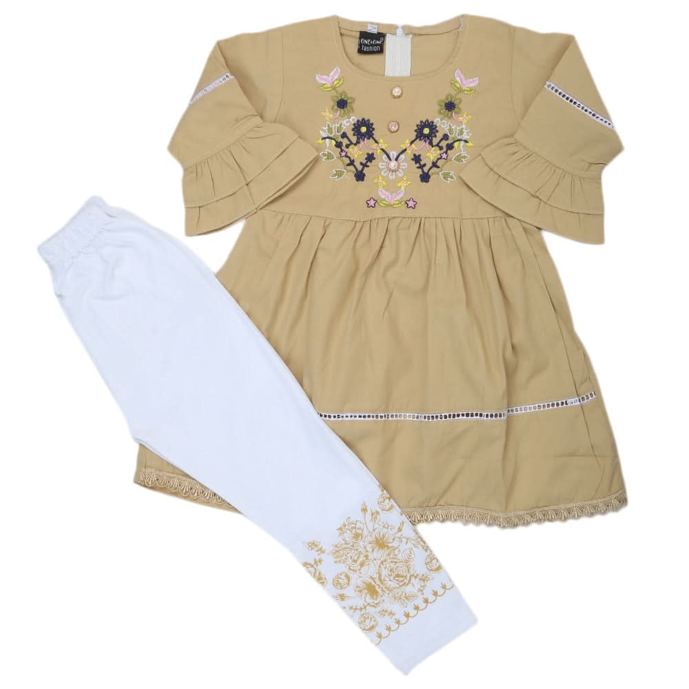 Girls Half Sleeves Suit 526 - Fawn, Kids, Girls Sets And Suits, Chase Value, Chase Value