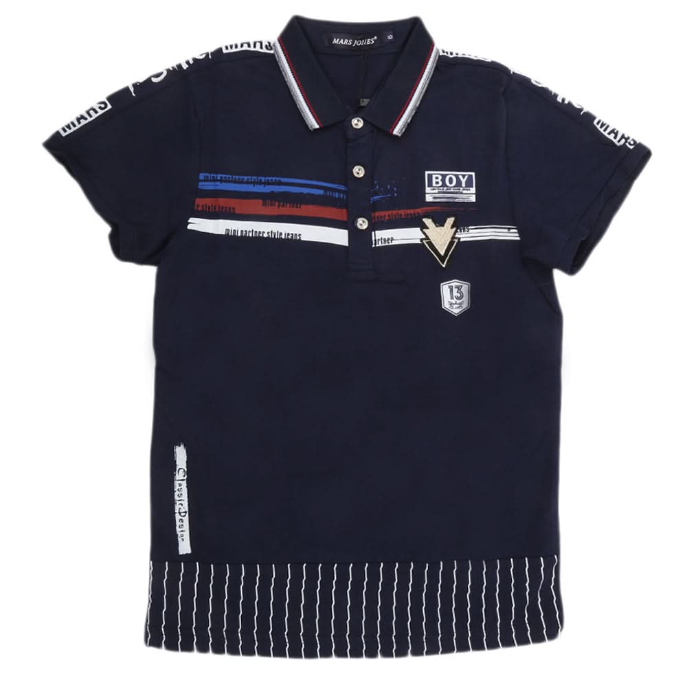 Boys Half Sleeves Round Neck T-Shirt - Navy Blue, Kids, Boys T-Shirts, Chase Value, Chase Value
