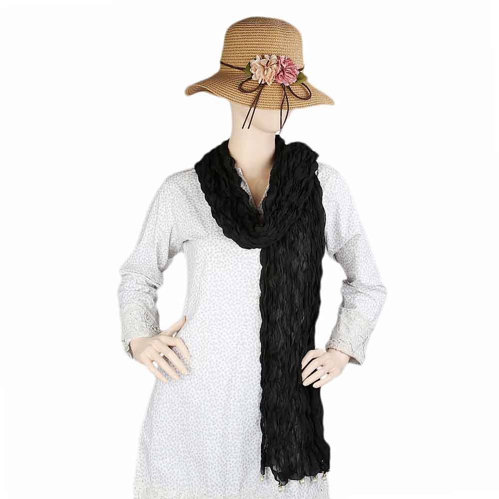 Crinkle Dupatta For Women's - Black - test-store-for-chase-value