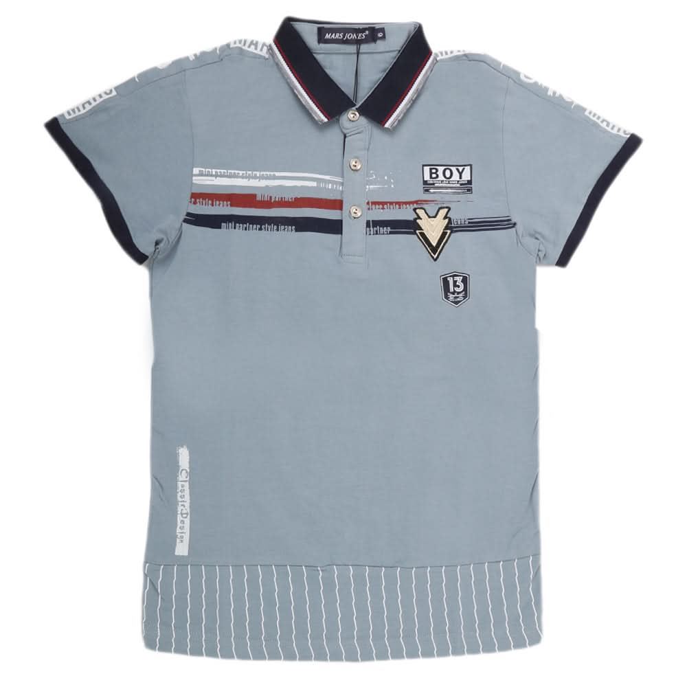 Boys Half Sleeves Round Neck T-Shirt - Steel Blue, Kids, Boys T-Shirts, Chase Value, Chase Value