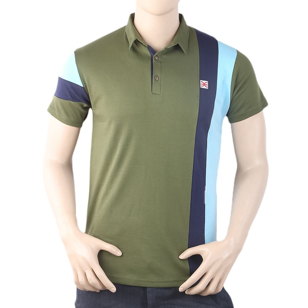 Men's Half Sleeves Fancy Polo T-Shirt - Green, Men, T-Shirts And Polos, Chase Value, Chase Value