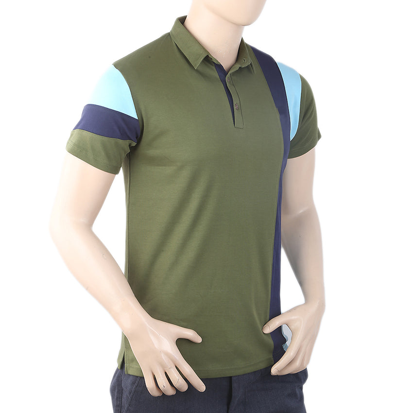Men's Half Sleeves Fancy Polo T-Shirt - Green, Men, T-Shirts And Polos, Chase Value, Chase Value