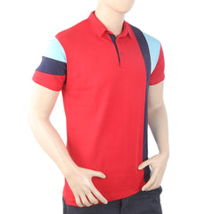 Men's Half Sleeves Fancy Polo T-Shirt - Red, Men, T-Shirts And Polos, Chase Value, Chase Value