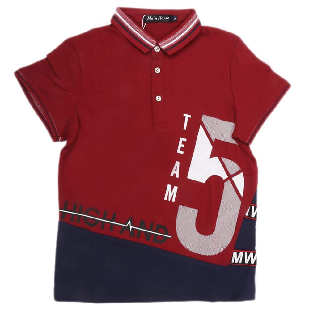 Boys Half Sleeves Round Neck T-Shirt - Maroon, Kids, Boys T-Shirts, Chase Value, Chase Value