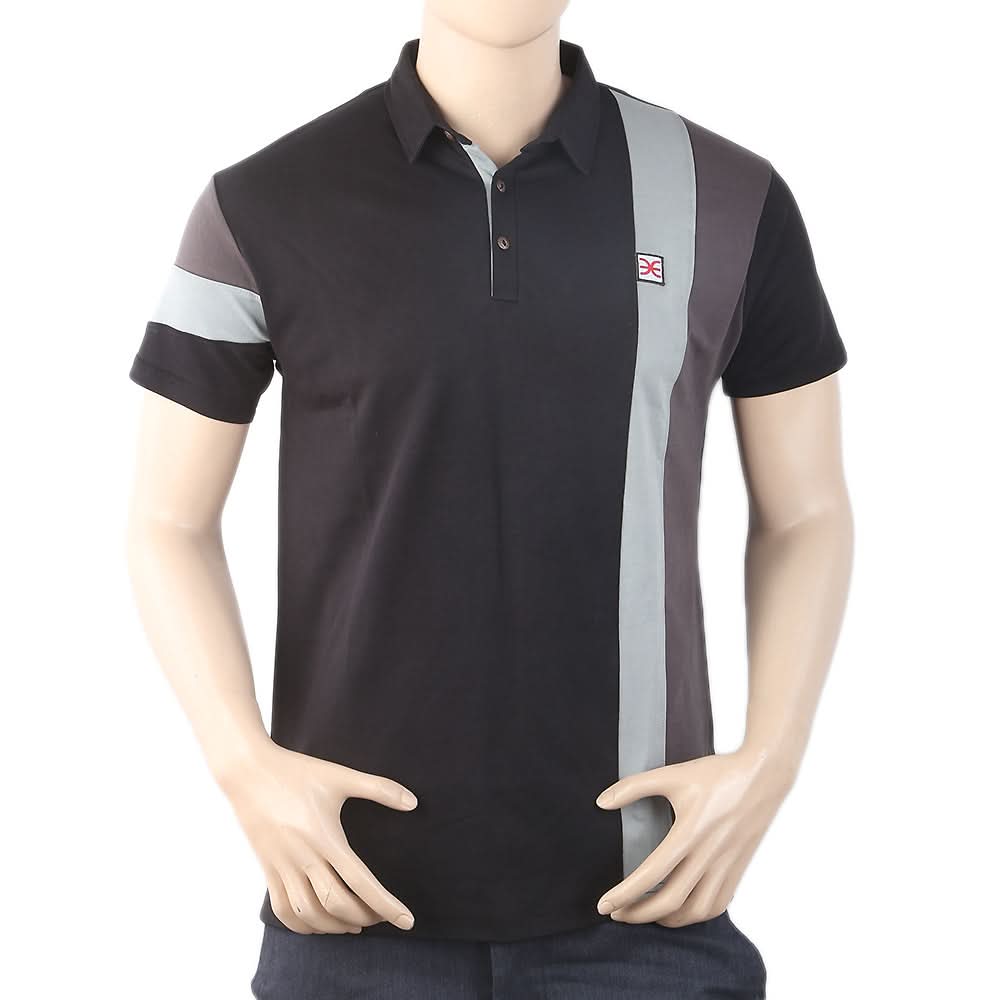 Men's Half Sleeves Fancy Polo T-Shirt - Black, Men, T-Shirts And Polos, Chase Value, Chase Value