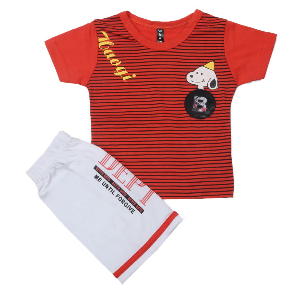 Boys Half Sleeves Suit - Red, Kids, Boys Sets And Suits, Chase Value, Chase Value