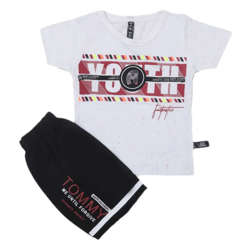Boys Half Sleeves Suit - White, Kids, Boys Sets And Suits, Chase Value, Chase Value