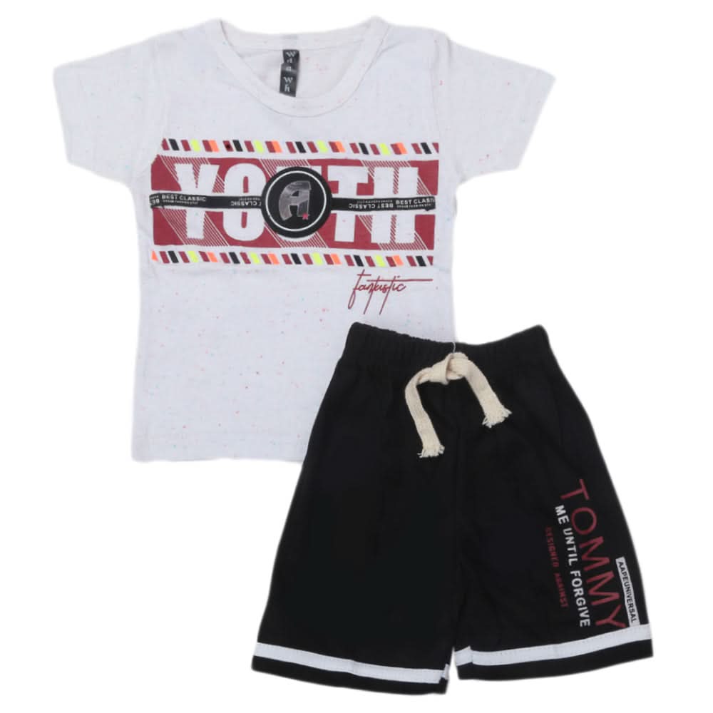 Boys Half Sleeves Suit - White, Kids, Boys Sets And Suits, Chase Value, Chase Value
