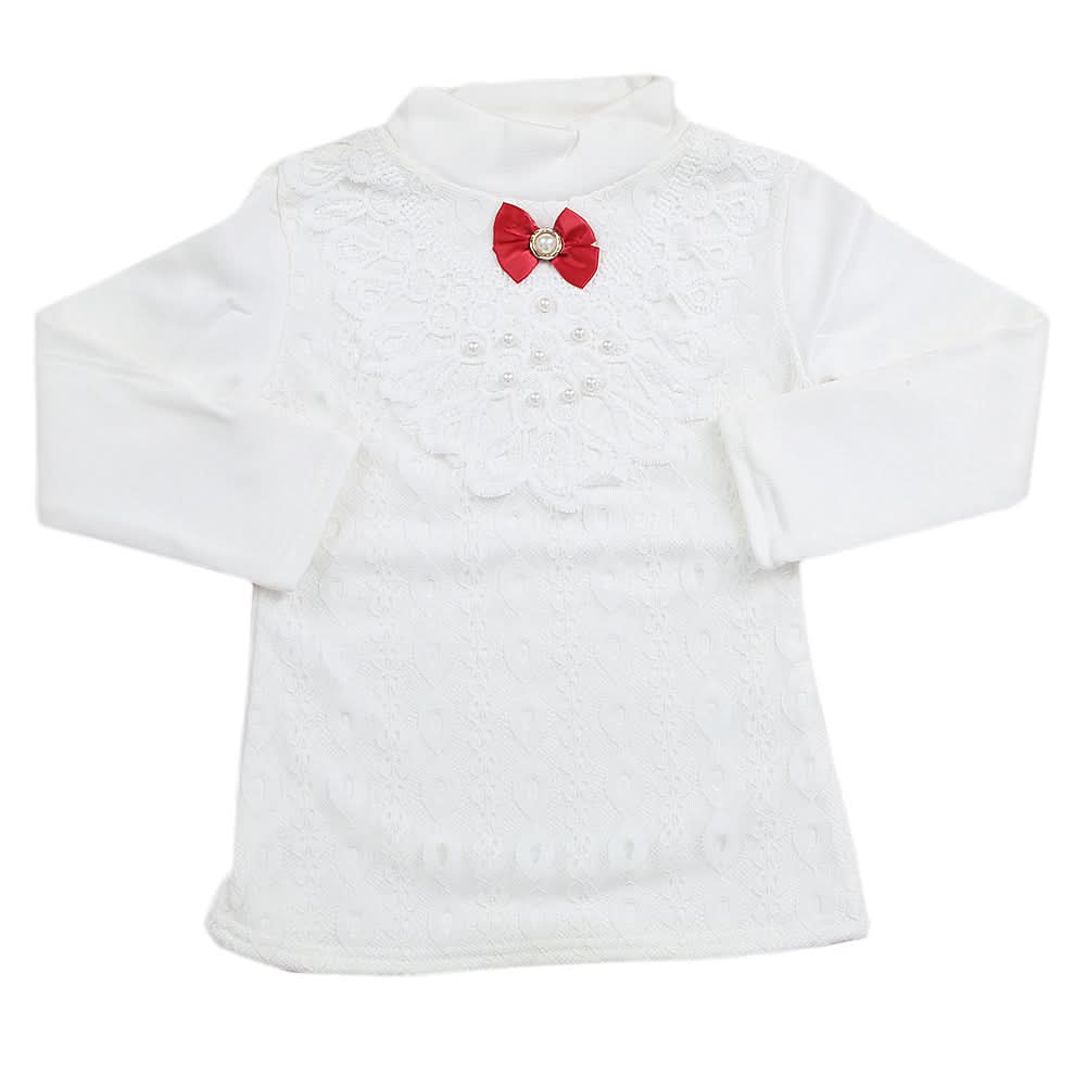 Girls Full Sleeves T-Shirt - White, Kids, Girls T-Shirts, Chase Value, Chase Value