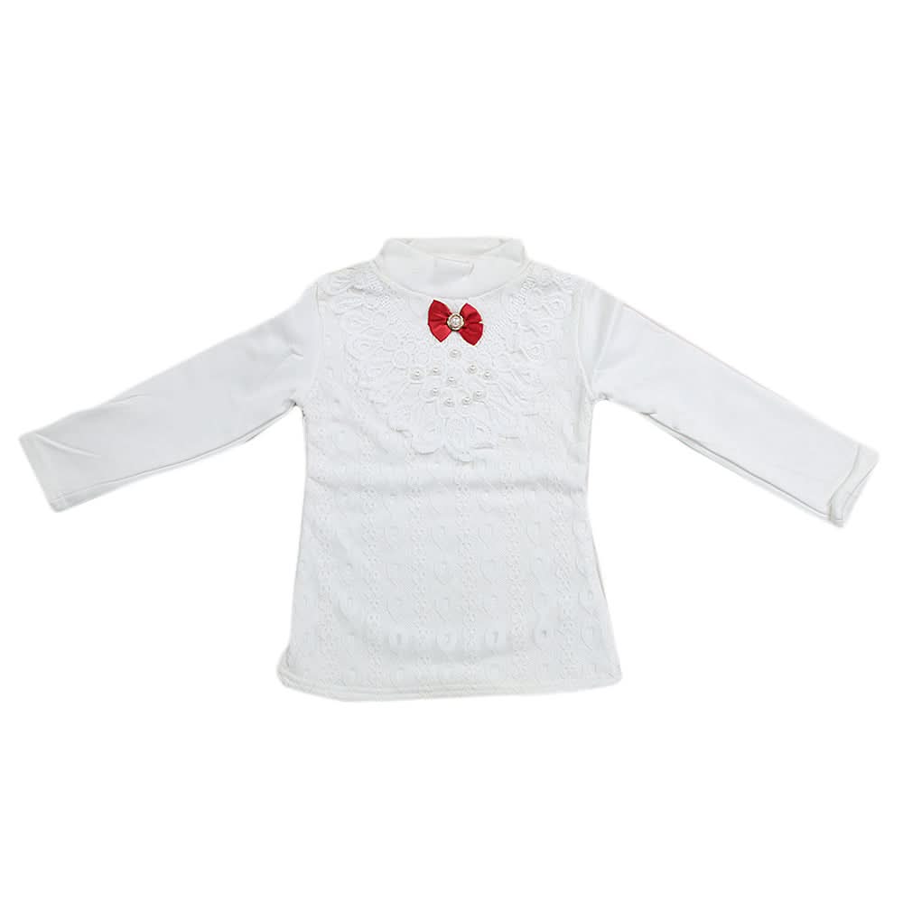 Girls Full Sleeves T-Shirt - White, Kids, Girls T-Shirts, Chase Value, Chase Value