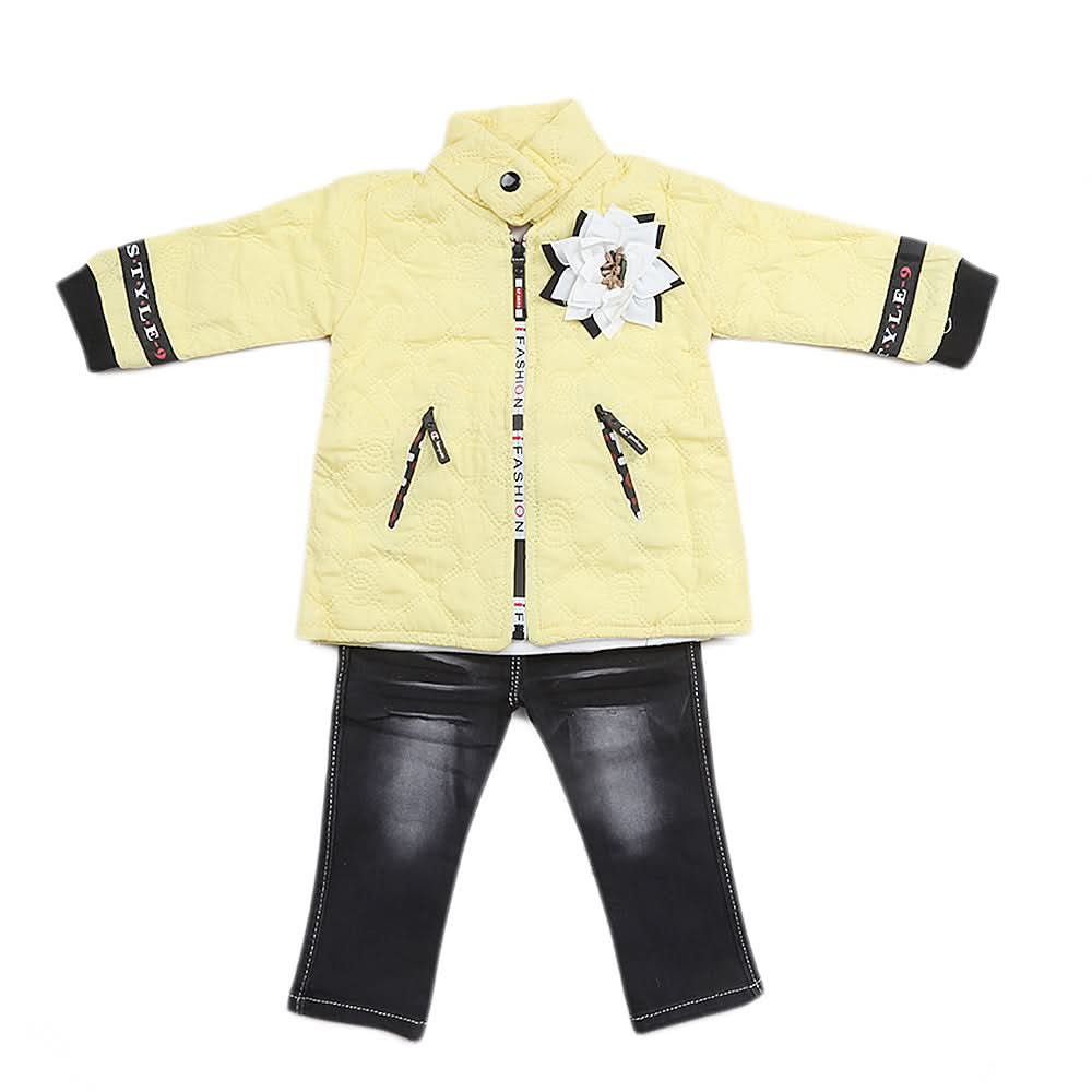 Girls Full Sleeves Tights Suits - Yellow, Kids, Girls Sets And Suits, Chase Value, Chase Value