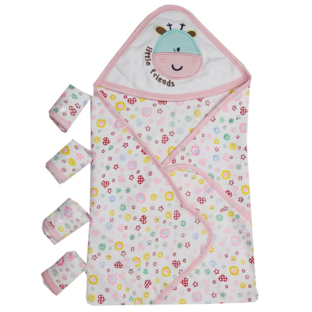 Newborn Wrapping Sheet With 4 Fcae Towel - Baby Pink, Kids, Wrapping Sheets, Chase Value, Chase Value