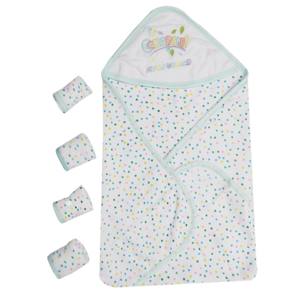 Newborn Wrapping Sheet With 4 Fcae Towel - Cyan, Kids, Wrapping Sheets, Chase Value, Chase Value