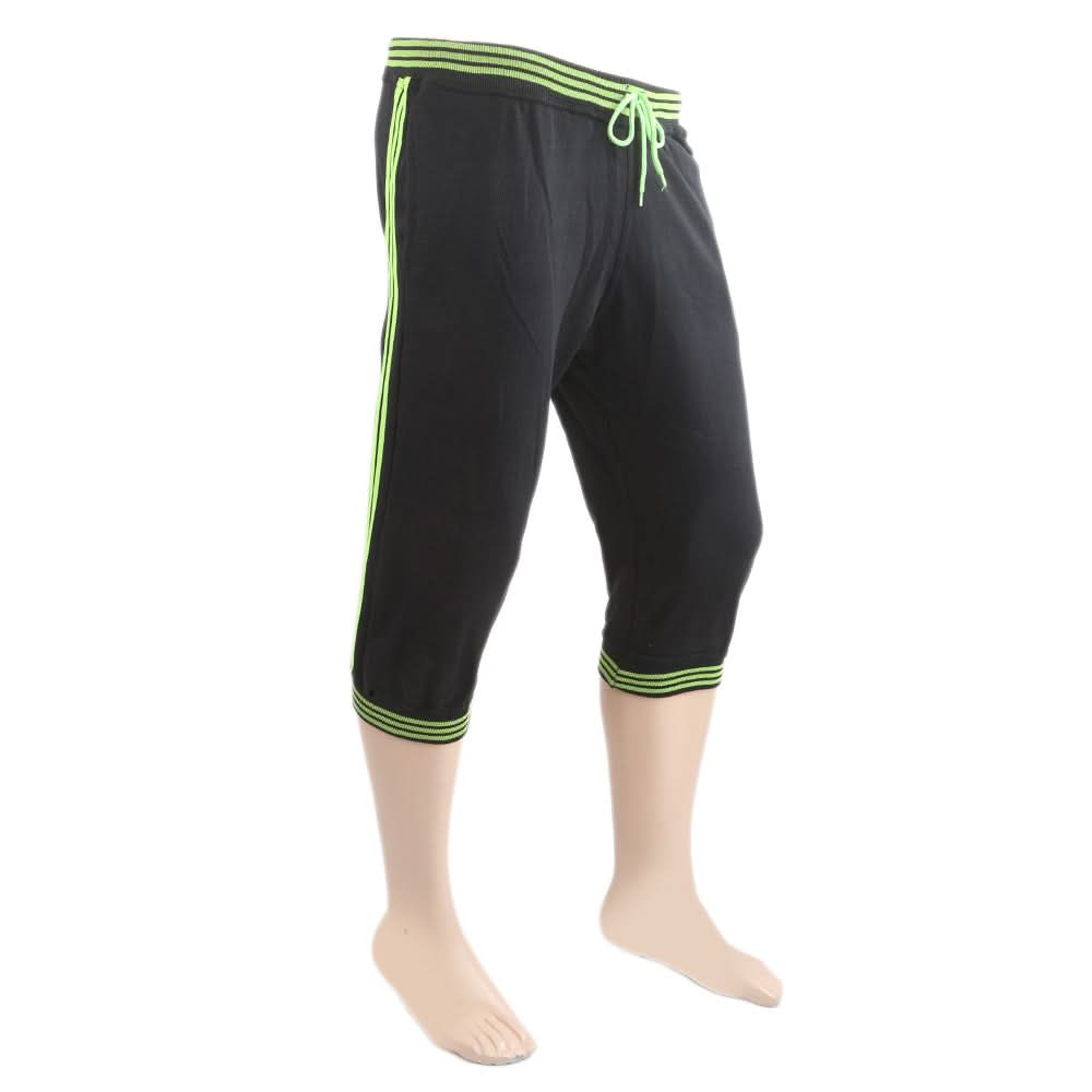 Mens Yarn Dyed Knitted 3Qtr - Black, Men, Shorts, Chase Value, Chase Value