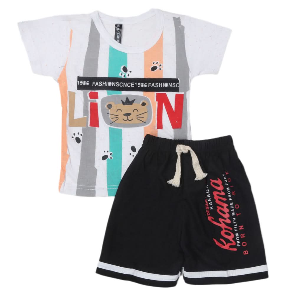 Boys Half Sleeves Suit - White, Kids, Boys Sets And Suits, Chase Value, Chase Value