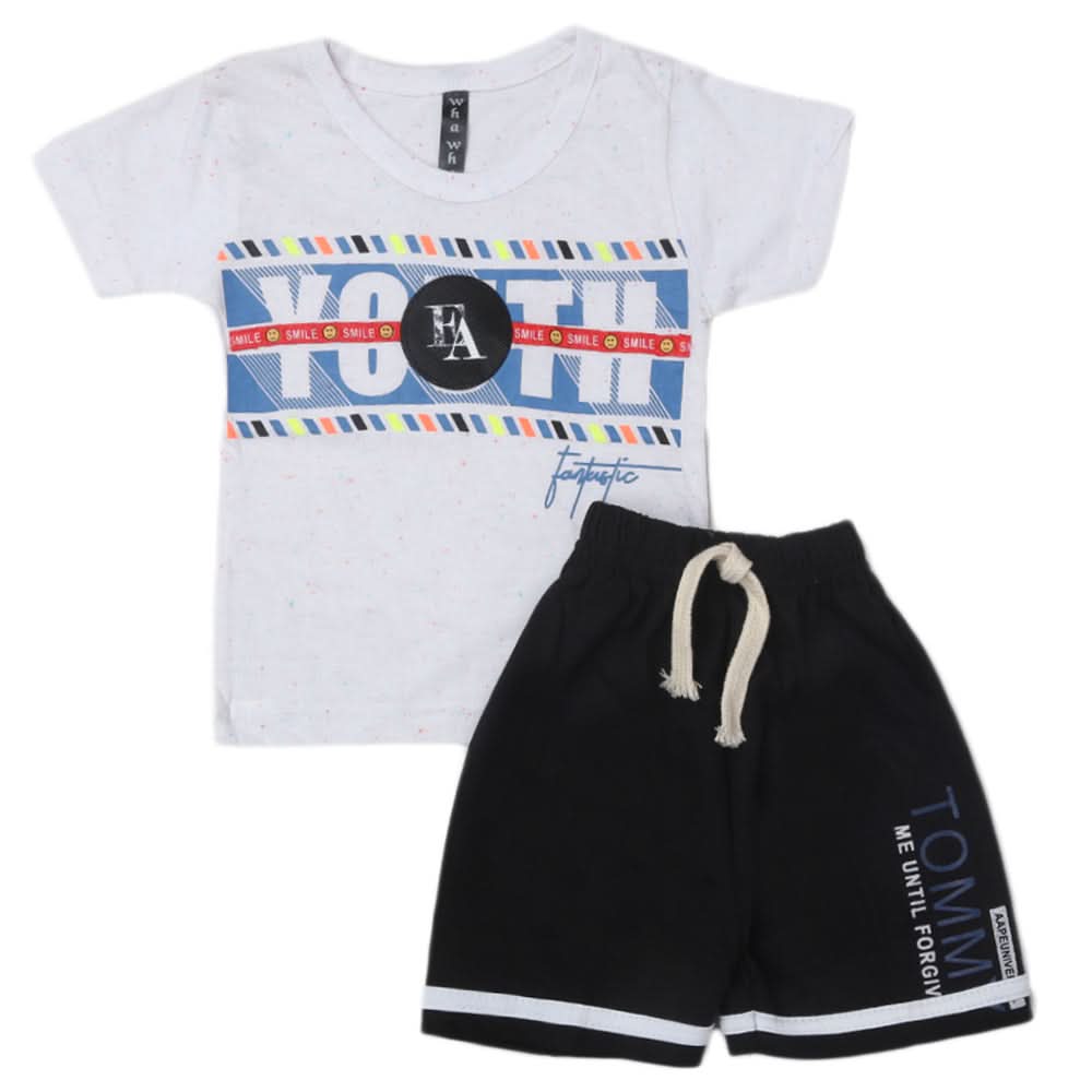 Boys Half Sleeves Suit - White, Kids, Boys Sets And Suits, Chase Value, Chase Value