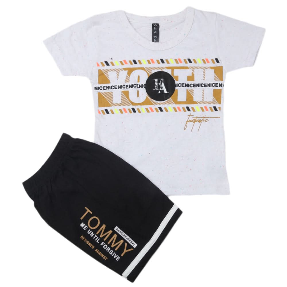 Boys Half Sleeves Suit - White, Kids, Boys Sets And Suits, Chase Value, Chase Value