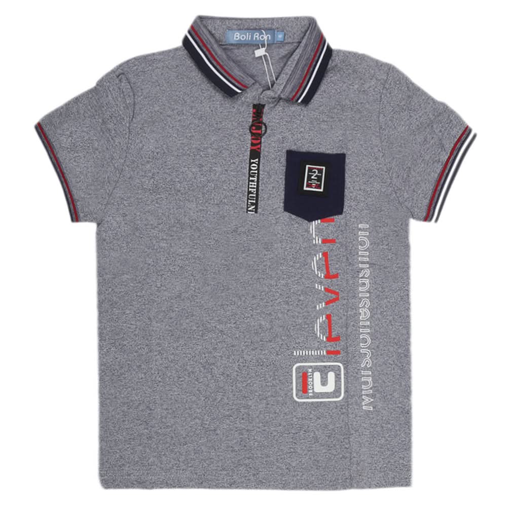 Boys Half Sleeves Round Neck T-Shirt - Grey, Kids, Boys T-Shirts, Chase Value, Chase Value