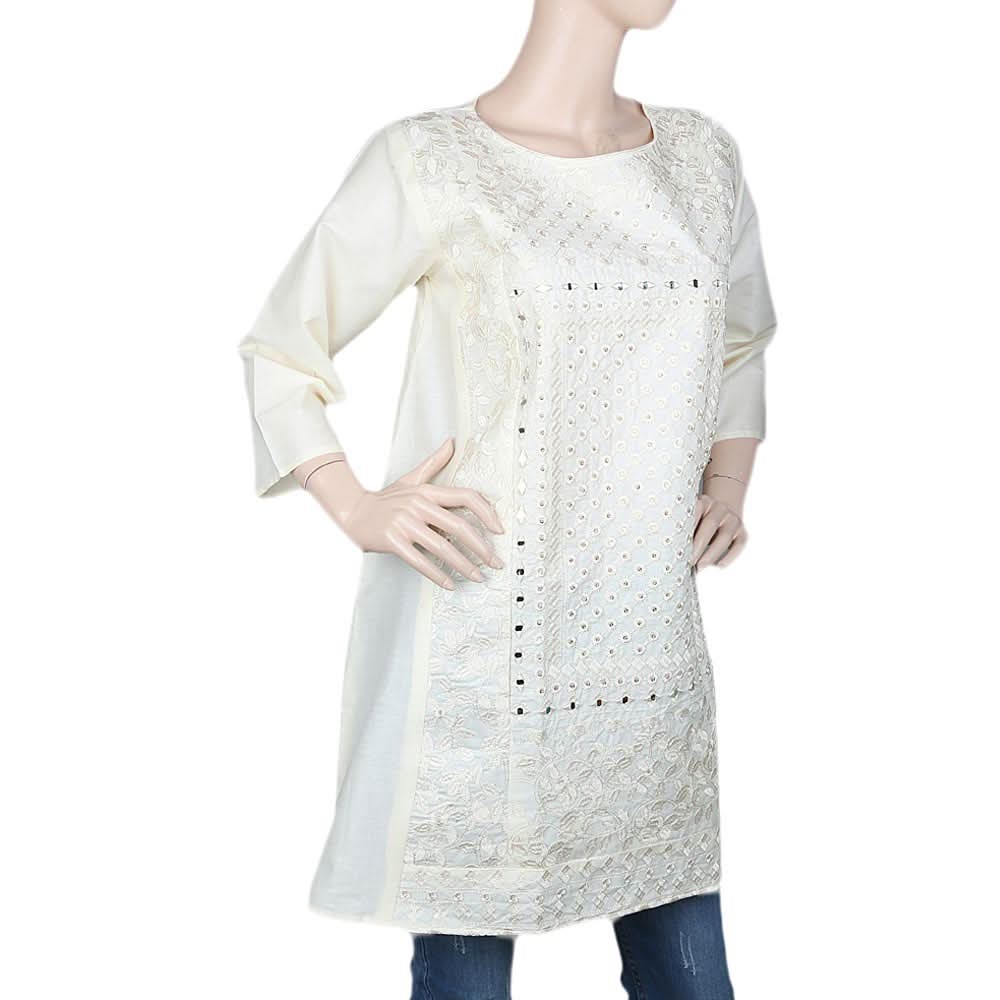 Women's Embroidered Kurti - Fawn, Women, Ready Kurtis, Chase Value, Chase Value