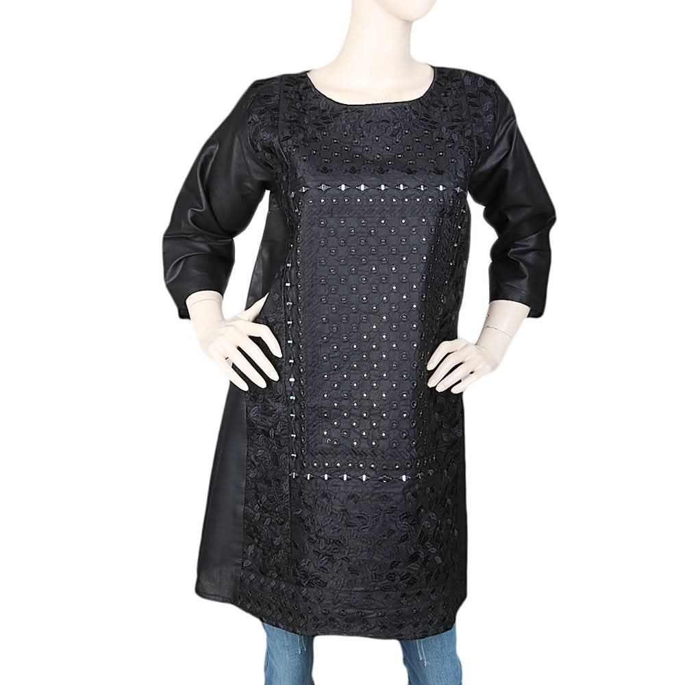Women's Embroidered Kurti - Black, Women, Ready Kurtis, Chase Value, Chase Value