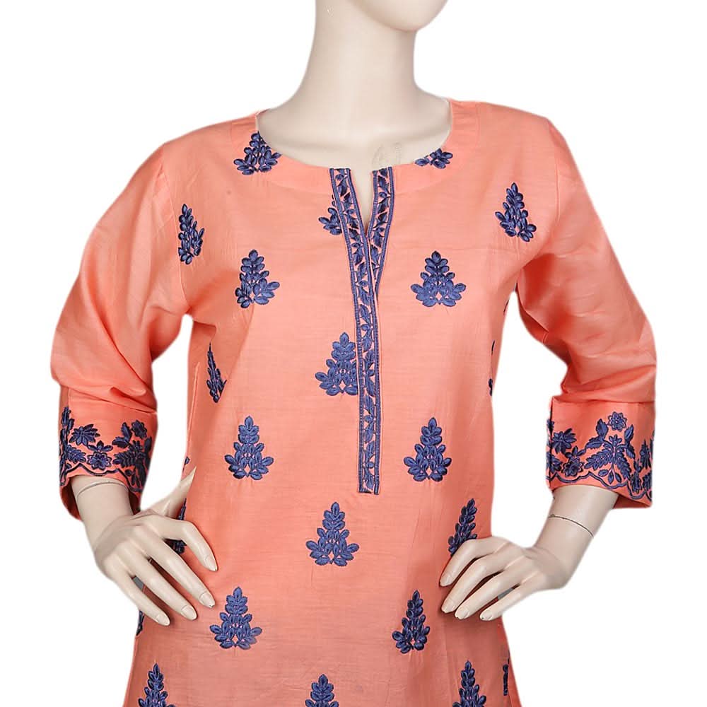 Women's Embroidered Kurti - Peach, Women, Ready Kurtis, Chase Value, Chase Value