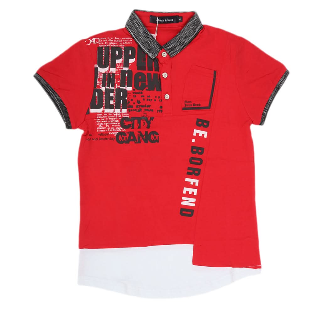Boys Half Sleeves Round Neck T-Shirt - Red, Kids, Boys T-Shirts, Chase Value, Chase Value