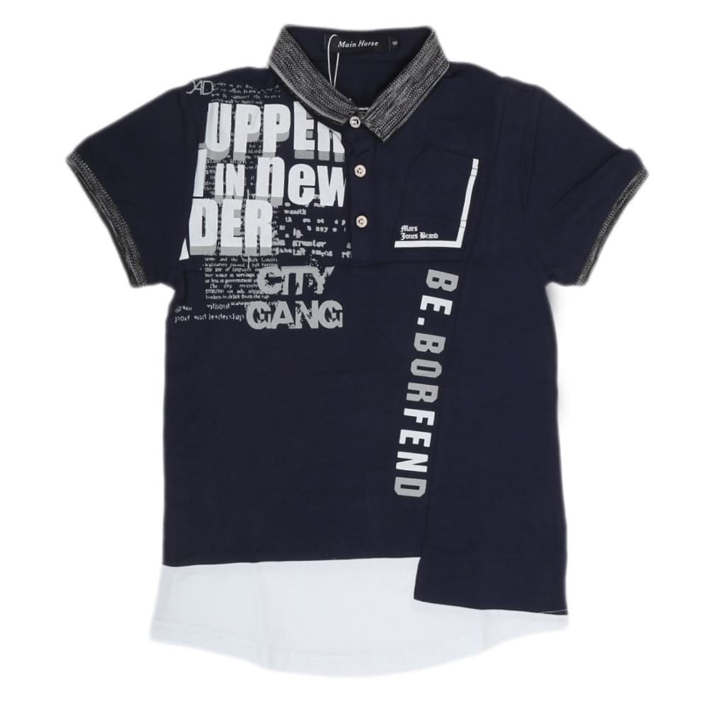 Boys Half Sleeves Round Neck T-Shirt - Navy Blue, Kids, Boys T-Shirts, Chase Value, Chase Value