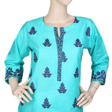 Women's Embroidered Kurti - Cyan, Women, Ready Kurtis, Chase Value, Chase Value