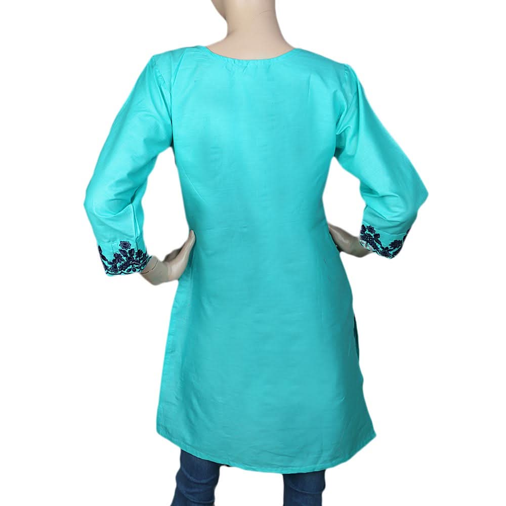 Women's Embroidered Kurti - Cyan, Women, Ready Kurtis, Chase Value, Chase Value