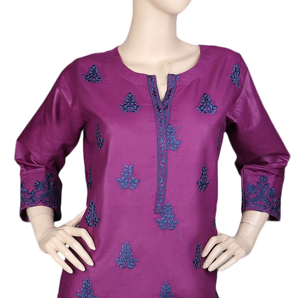 Women's Embroidered Kurti - Purple, Women, Ready Kurtis, Chase Value, Chase Value