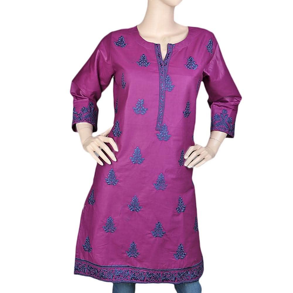 Women's Embroidered Kurti - Purple, Women, Ready Kurtis, Chase Value, Chase Value