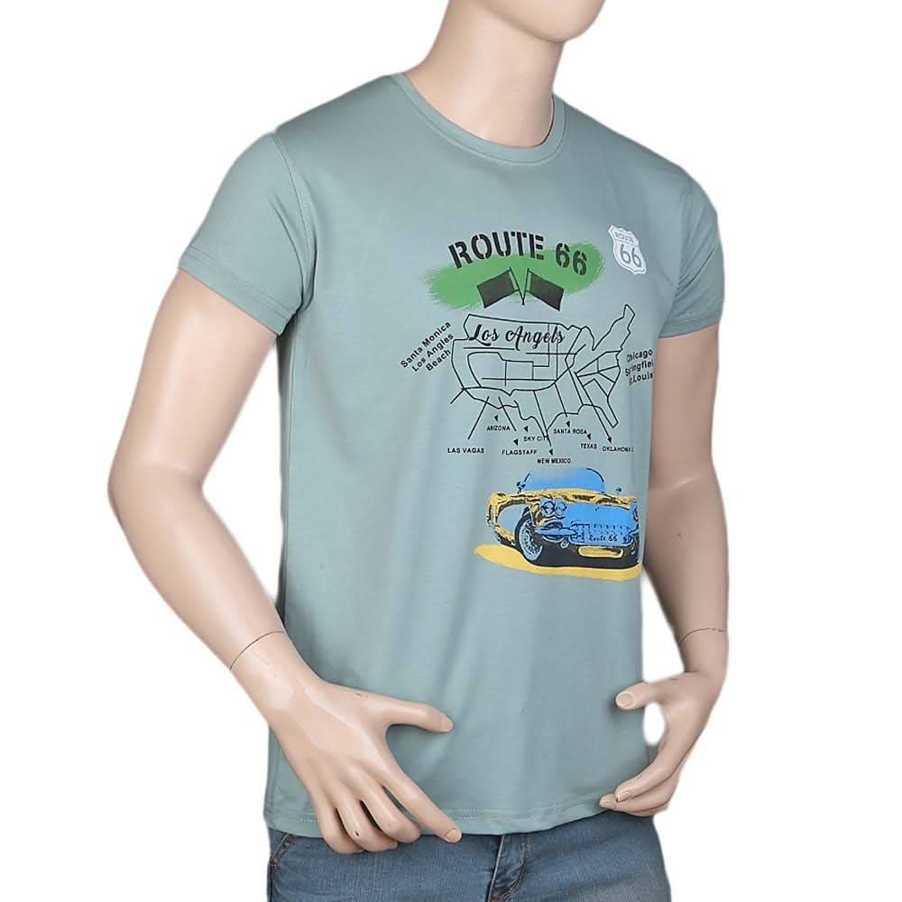 Men's Slim Fit Printed T-Shirt - Grey, Men, T-Shirts And Polos, Chase Value, Chase Value