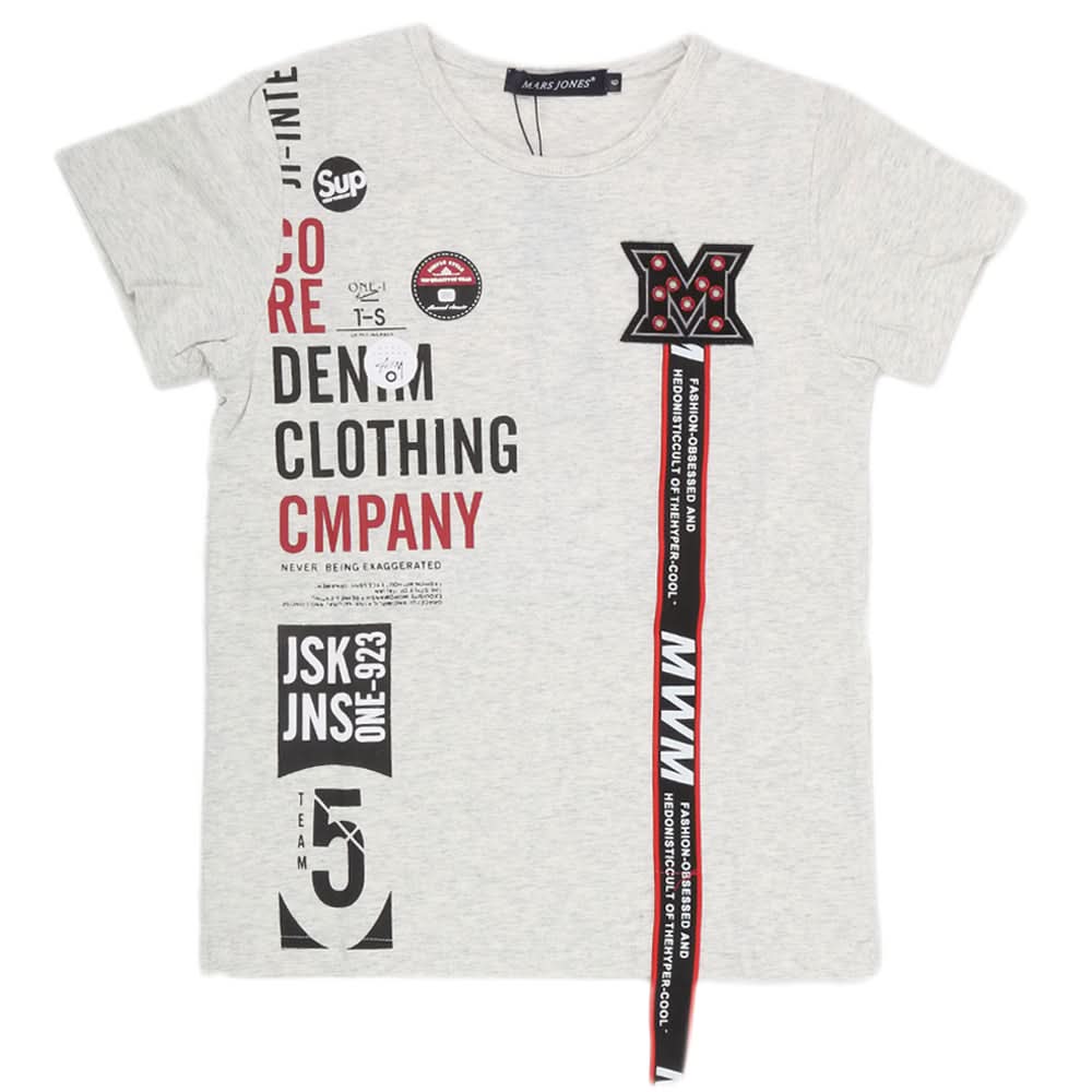 Boys Half Sleeves Round Neck T-Shirt - Light Grey, Kids, Boys T-Shirts, Chase Value, Chase Value