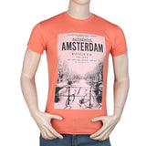 Men's Slim Fit Printed T-Shirt -Peach, Men, T-Shirts And Polos, Chase Value, Chase Value