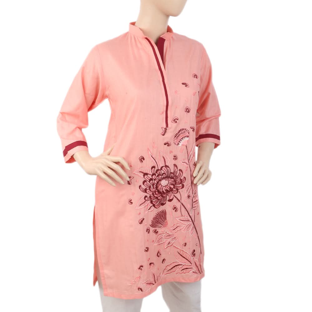 Women's Embroidered Kurti - Peach, Women, Ready Kurtis, Chase Value, Chase Value